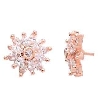  rose gold plated floral design stud earring for women 3