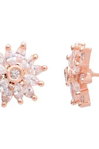  rose gold plated floral design stud earring for women