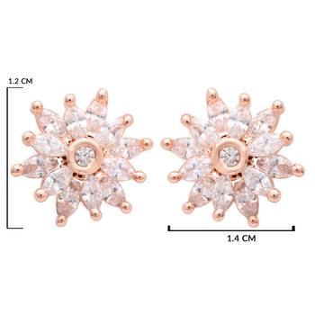 rose gold plated floral design stud earring for women 4