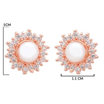  rose gold plated floral design stud earring for women 4