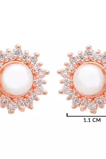  rose gold plated floral design stud earring for women