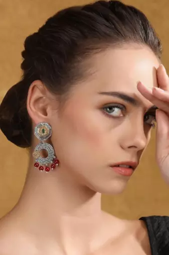 Oxidized silver & gold-toned statement earrings