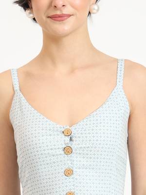 blue ethnic motif shoulder strip dress 5