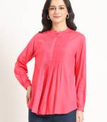 peach solid print rayon fabric straight top