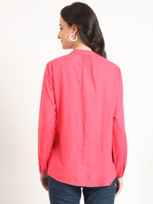 peach solid print rayon fabric straight top 2