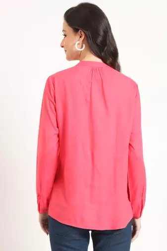 peach solid print rayon fabric straight top