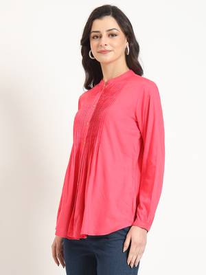 peach solid print rayon fabric straight top 4