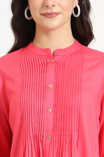 peach solid print rayon fabric straight top