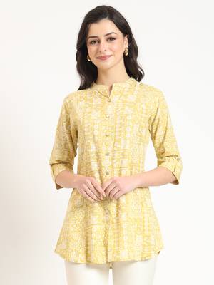 yellow cotton fabric straight top 1