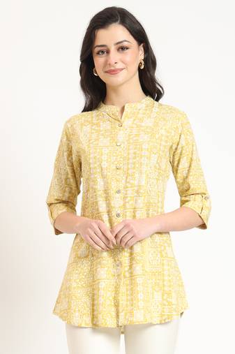 yellow cotton fabric straight top