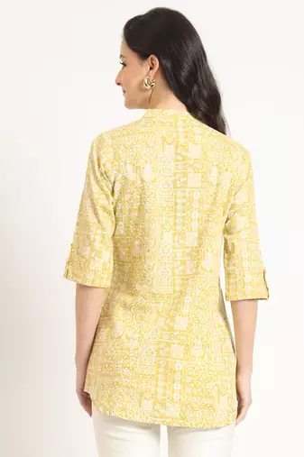 yellow cotton fabric straight top