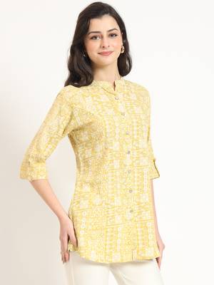 yellow cotton fabric straight top 3