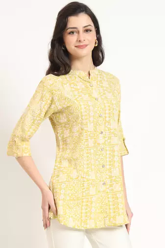 yellow cotton fabric straight top