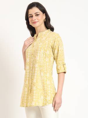 yellow cotton fabric straight top 4
