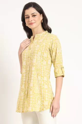 yellow cotton fabric straight top