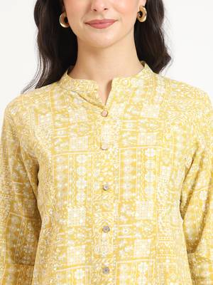 yellow cotton fabric straight top 5