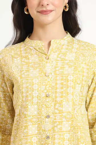yellow cotton fabric straight top