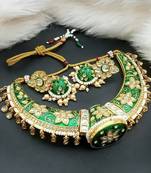 Luxurious green kundan choker necklace set 