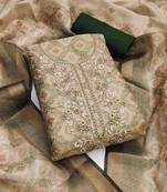 Kimisha green cotton silk hand work unstitched dress material