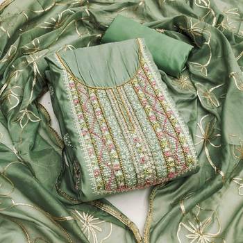 Kimisha pista roman hand work unstitched dress material 1