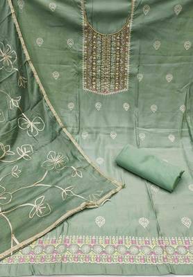 Kimisha pista roman hand work unstitched dress material 2