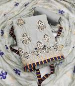 Kimisha grey chanderi embroidered unstitched dress material