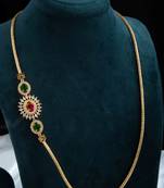 Ad studded gold plated thali chain