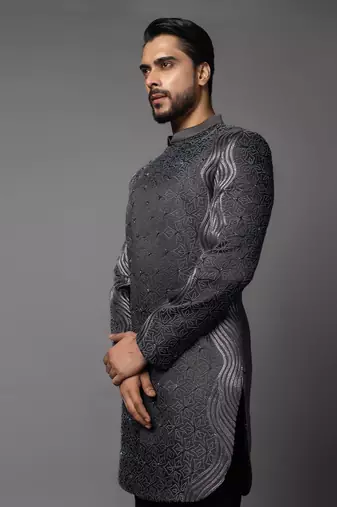 Llano grey achkan set
