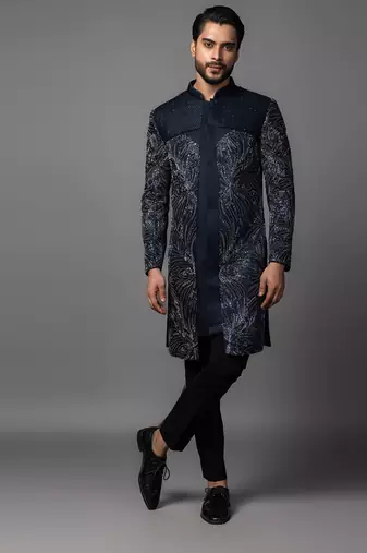 Dillusion blue achkan set
