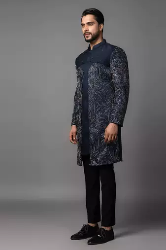 Dillusion blue achkan set
