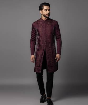 Pandane wine achkan set 1