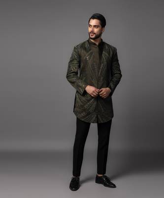 Rainshower green achkan set 1