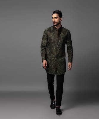Rainshower green achkan set 2