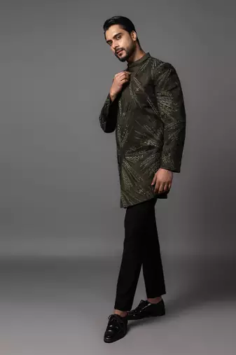 Rainshower green achkan set