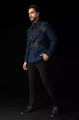 Navy peony tuxedo set