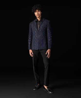 Blue linear tuxedo set 1