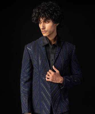 Blue linear tuxedo set 2