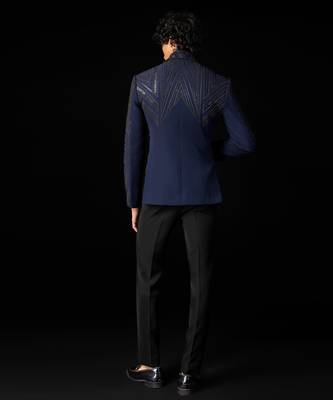 Blue linear tuxedo set 4