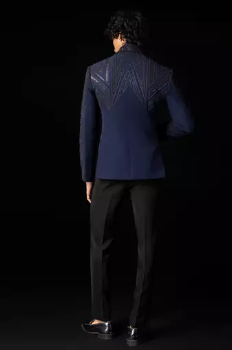 Blue linear tuxedo set