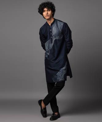 Reverie navy blue kurta pajama set 1
