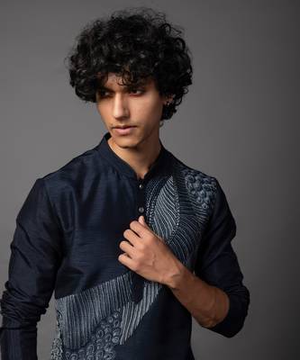 Reverie navy blue kurta pajama set 2
