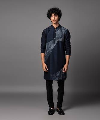 Reverie navy blue kurta pajama set 3
