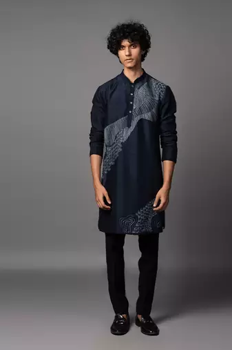 Reverie navy blue kurta pajama set