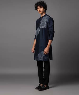 Reverie navy blue kurta pajama set 5