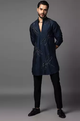 Ethereal wings navy blue kurta pajama set
