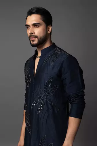 Ethereal wings navy blue kurta pajama set