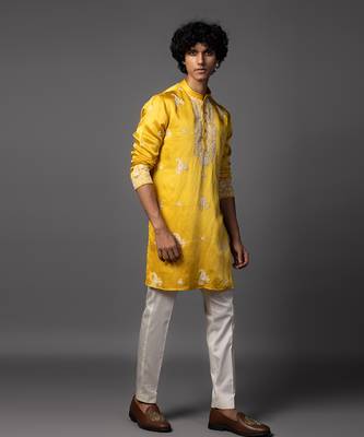 Sunlit grace yellow kurta pajama set 2
