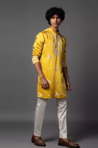 Sunlit grace yellow kurta pajama set