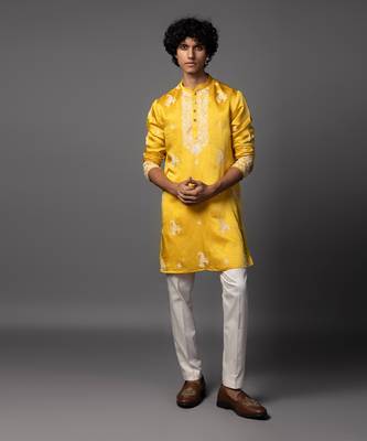 Sunlit grace yellow kurta pajama set 3