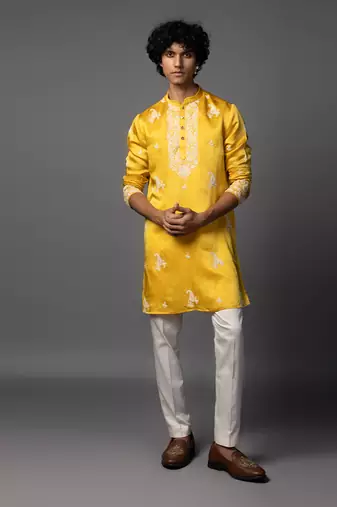 Sunlit grace yellow kurta pajama set